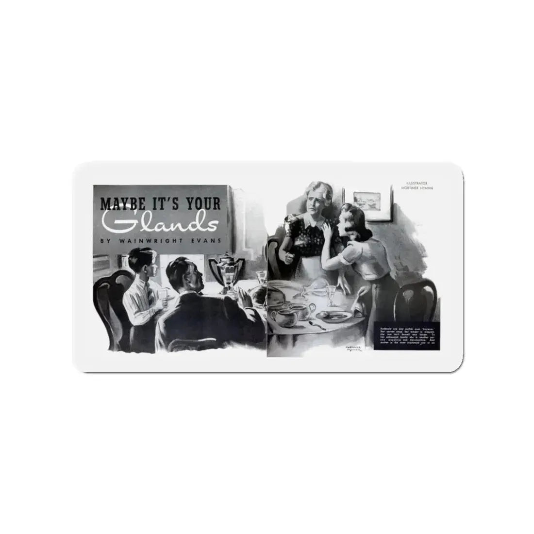 Maybe It's Your Glands, Physical Culture, September 1940 (Magazine Illustration) Refrigerator Magnet - The Sticker Space