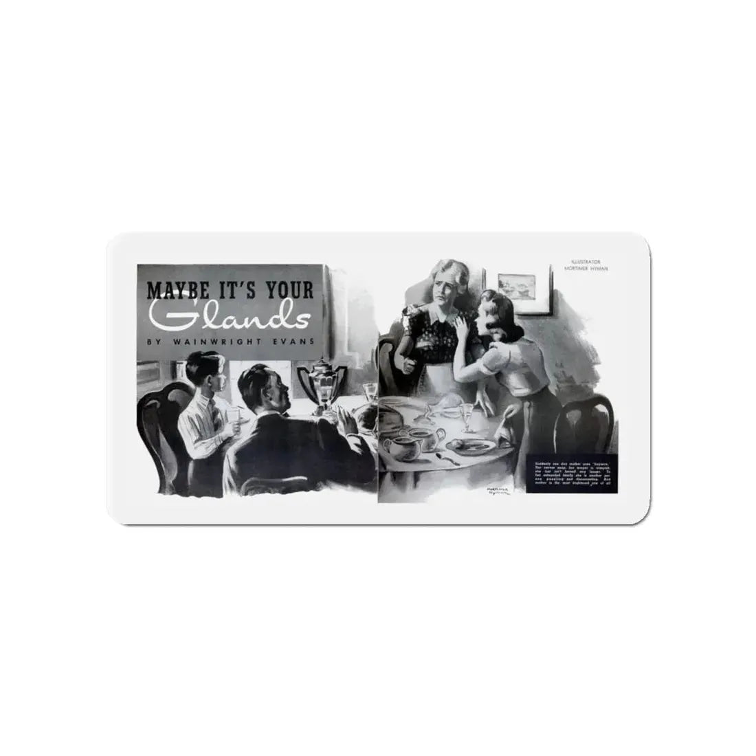 Maybe It's Your Glands, Physical Culture, September 1940 (Magazine Illustration) Refrigerator Magnet - The Sticker Space