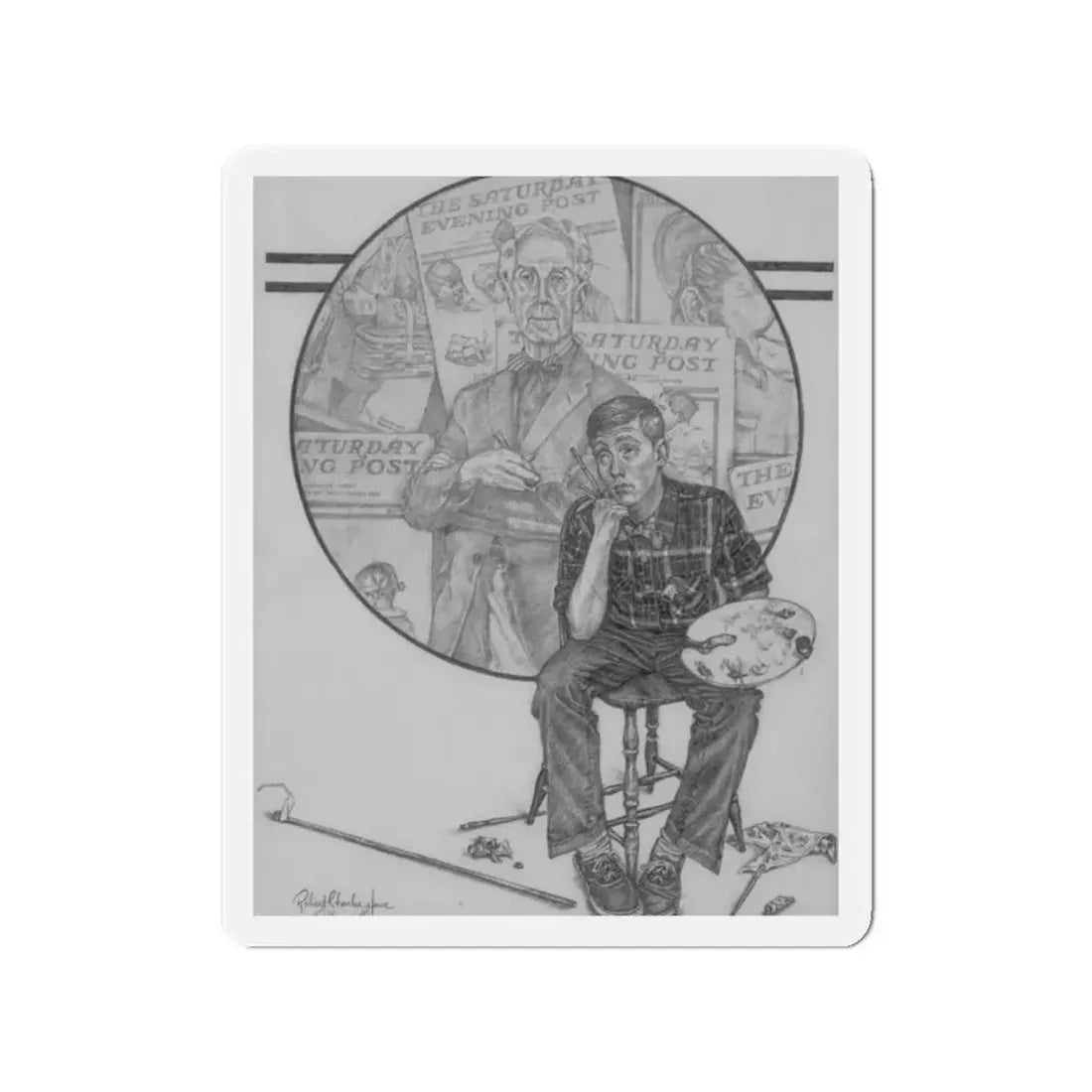 Maybe Someday, The Saturday Evening Post cover competition, final study, circa 1972 (Magazine Illustration) Refrigerator Magnet 2 Inch - The Sticker Space