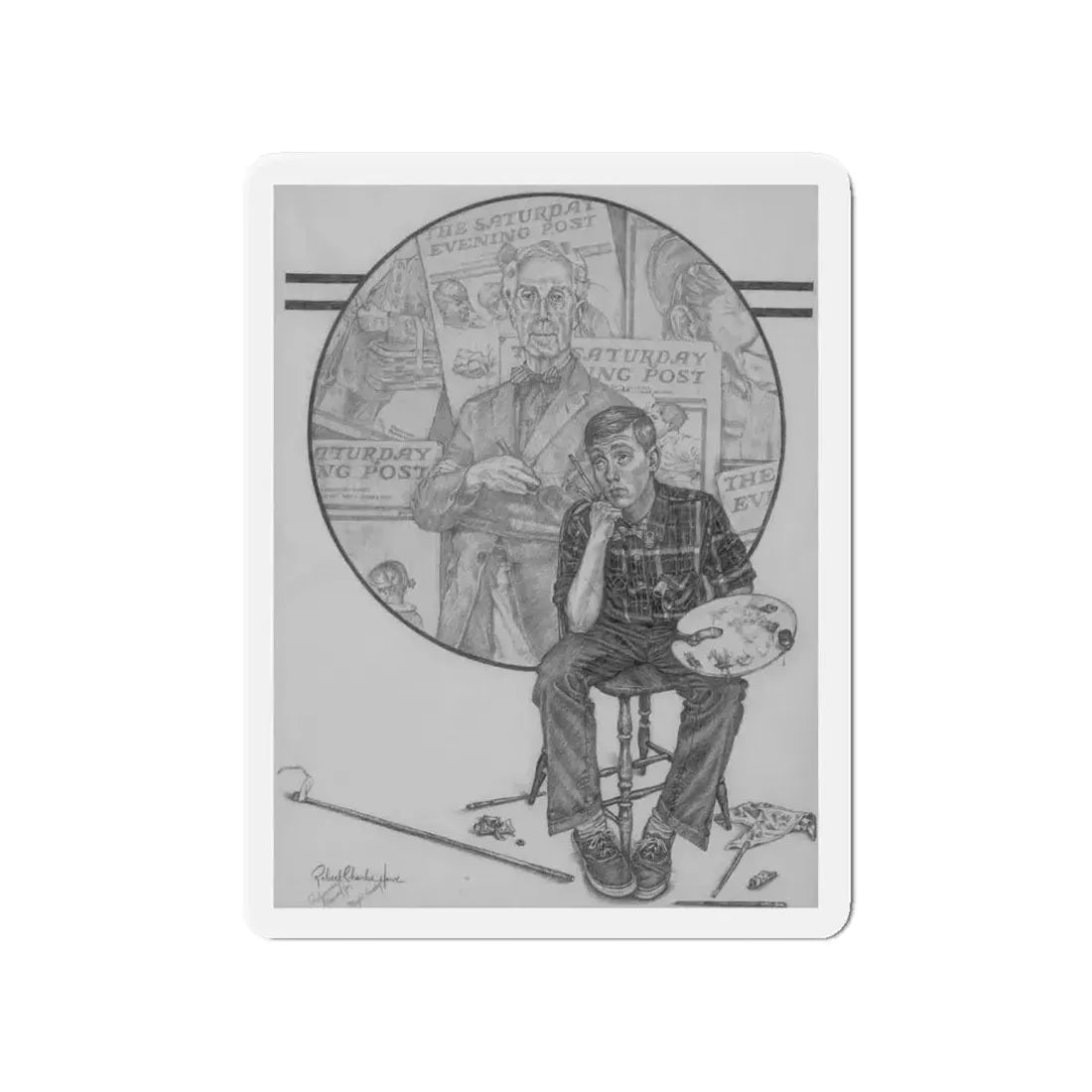 Maybe Someday, The Saturday Evening Post cover competition, final study, circa 1972 (Magazine Illustration) Refrigerator Magnet 4 Inch - The Sticker Space