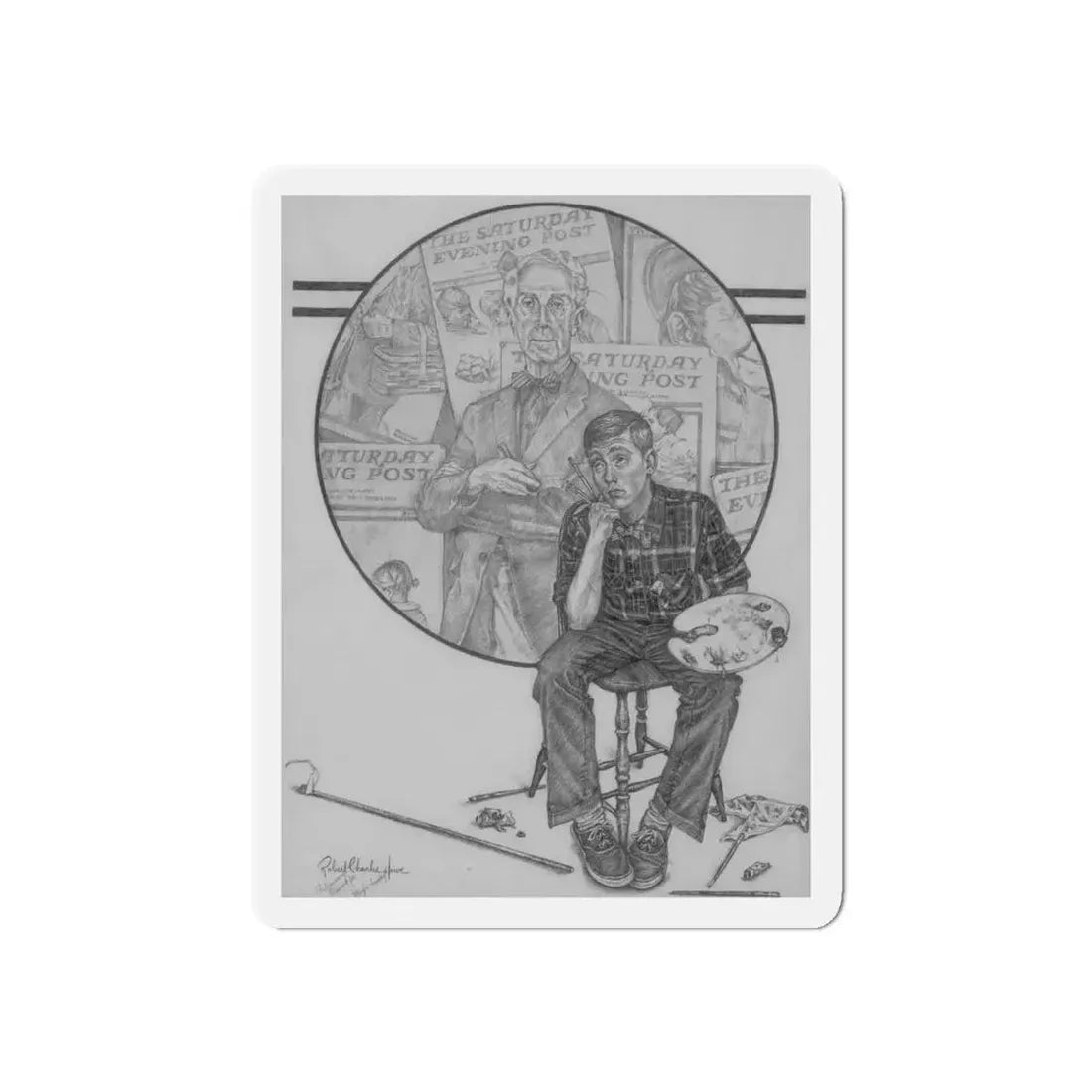 Maybe Someday, The Saturday Evening Post cover competition, final study, circa 1972 (Magazine Illustration) Refrigerator Magnet 6 Inch - The Sticker Space