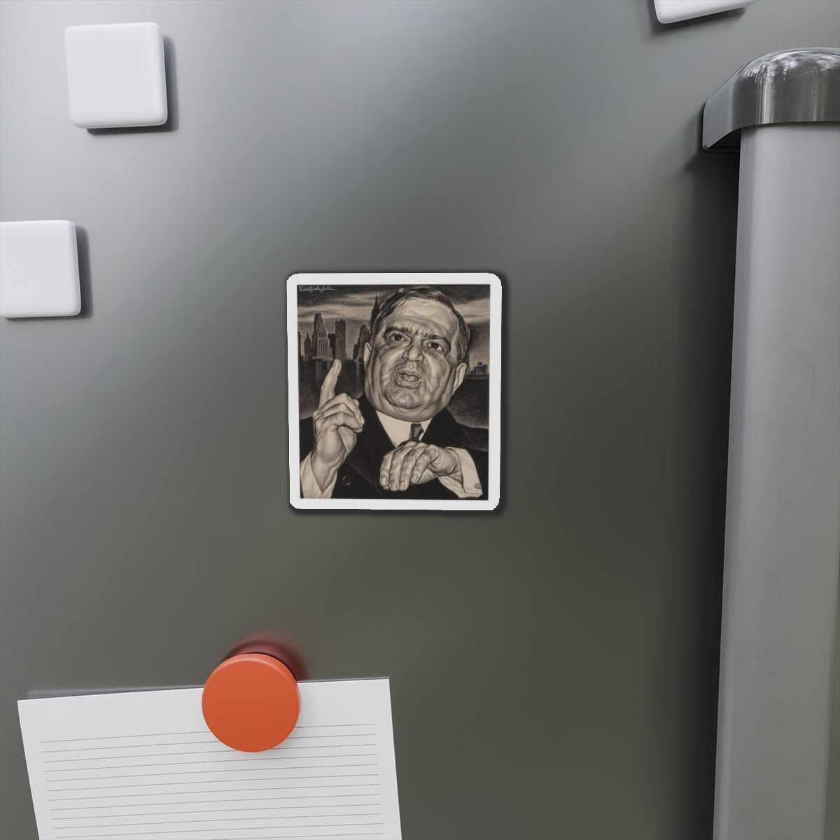 Mayor Fiorello LaGuardia (Magazine Illustration) Refrigerator Magnet-The Sticker Space