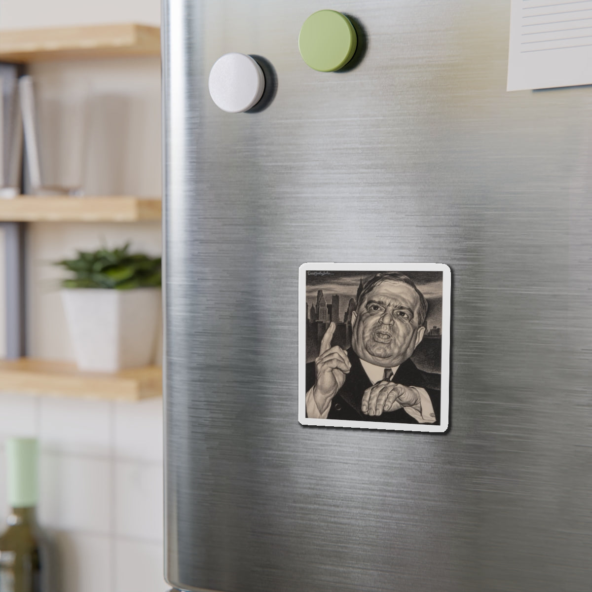 Mayor Fiorello LaGuardia (Magazine Illustration) Refrigerator Magnet-The Sticker Space