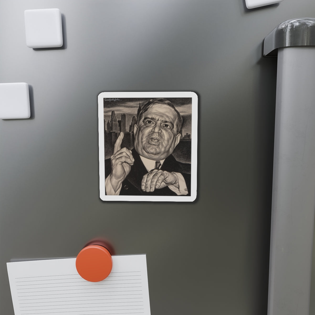 Mayor Fiorello LaGuardia (Magazine Illustration) Refrigerator Magnet-The Sticker Space