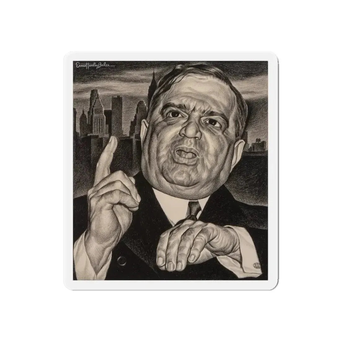 Mayor Fiorello LaGuardia (Magazine Illustration) Refrigerator Magnet 6 Inch - The Sticker Space