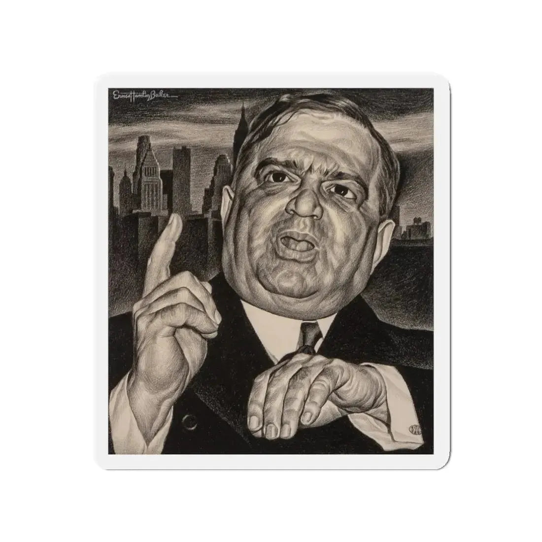 Mayor Fiorello LaGuardia (Magazine Illustration) Refrigerator Magnet - The Sticker Space