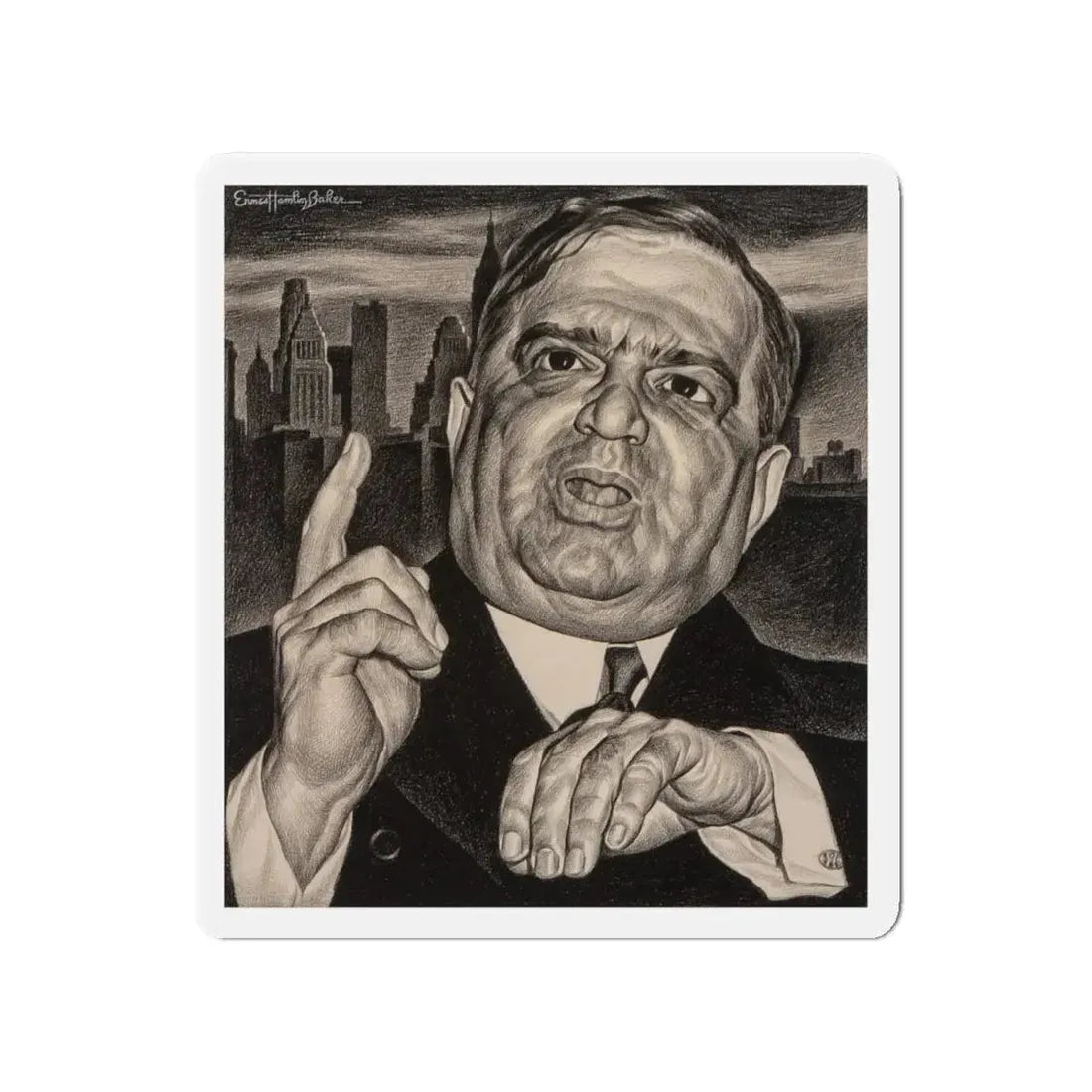 Mayor Fiorello LaGuardia (Magazine Illustration) Refrigerator Magnet - The Sticker Space