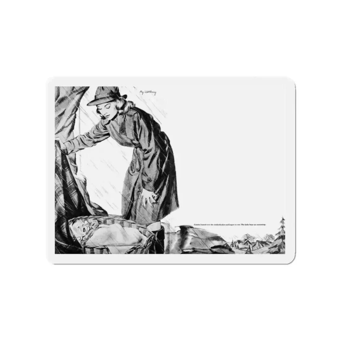 Mayor Martin's Daughter, Calling All Girls, March 1947 (Magazine Illustration) Refrigerator Magnet 2 Inch - The Sticker Space