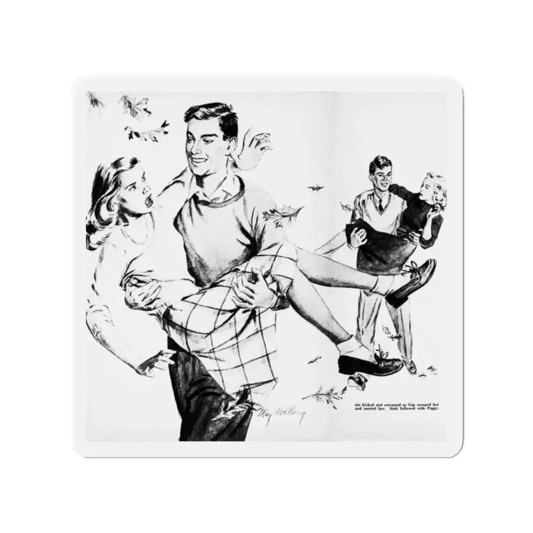 Mayor Martin's Daughter, Calling All Girls, November 1946 (Magazine Illustration) Refrigerator Magnet 2 Inch - The Sticker Space