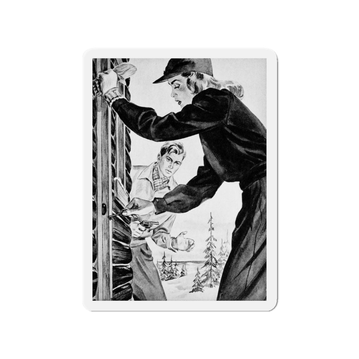 Mayor Martin's Daughter, Calling All Girls, January 1946 (Magazine Illustration) Refrigerator Magnet-3" x 3"-The Sticker Space