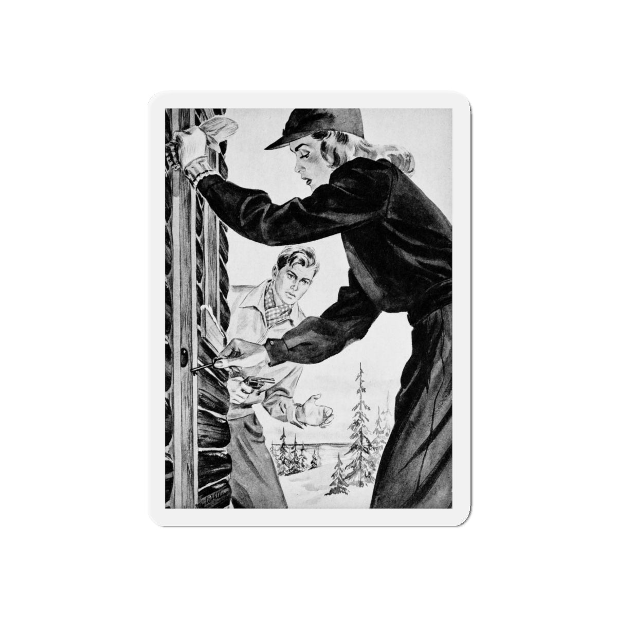 Mayor Martin's Daughter, Calling All Girls, January 1946 (Magazine Illustration) Refrigerator Magnet-5" x 5"-The Sticker Space