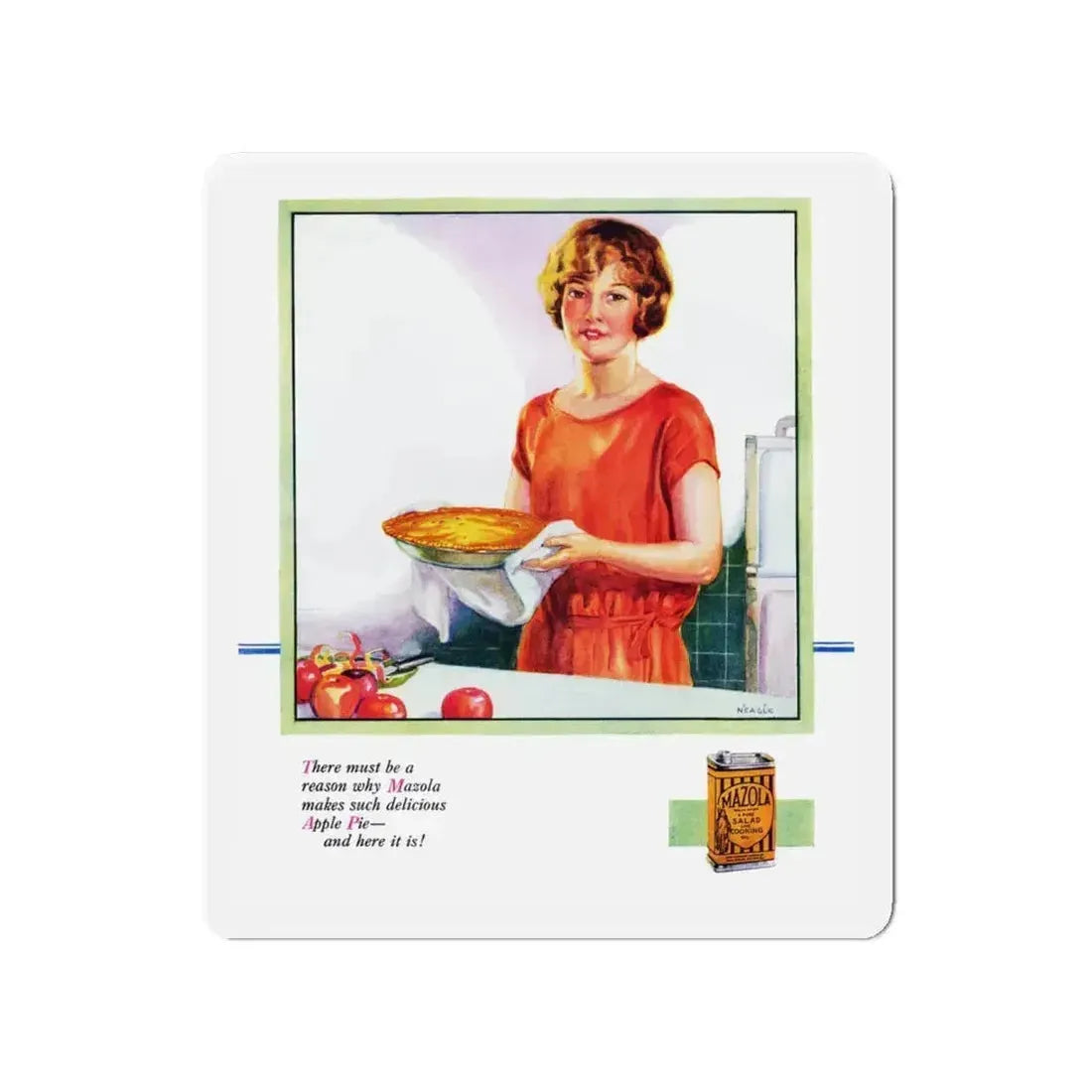 Mazola advertisement, 1926 (Magazine Illustration) Refrigerator Magnet 4 Inch - The Sticker Space