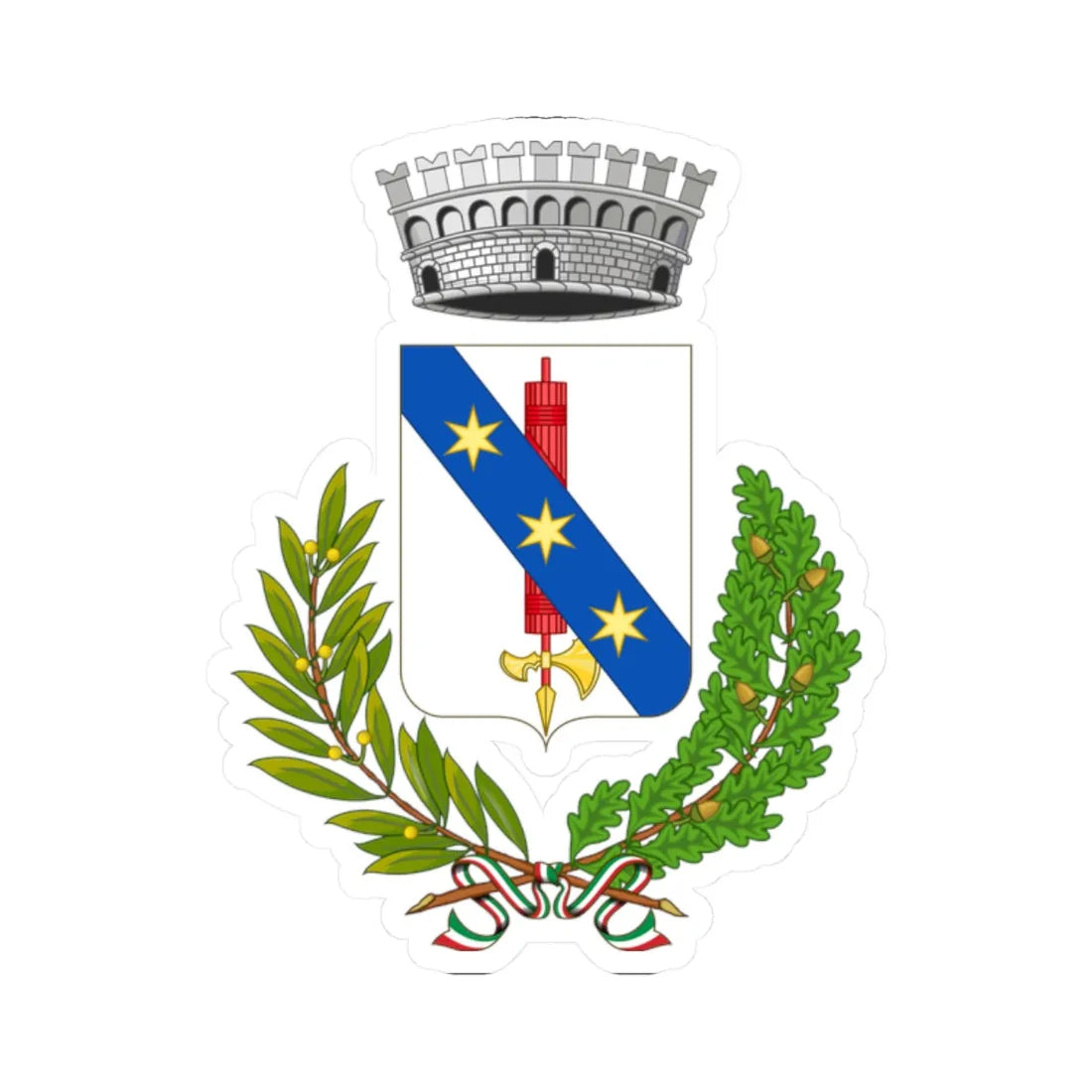 Mazzarino-Stemma (Italy) (Coat of Arms) STICKER Vinyl Kiss-Cut Decal 2 Inch White - The Sticker Space