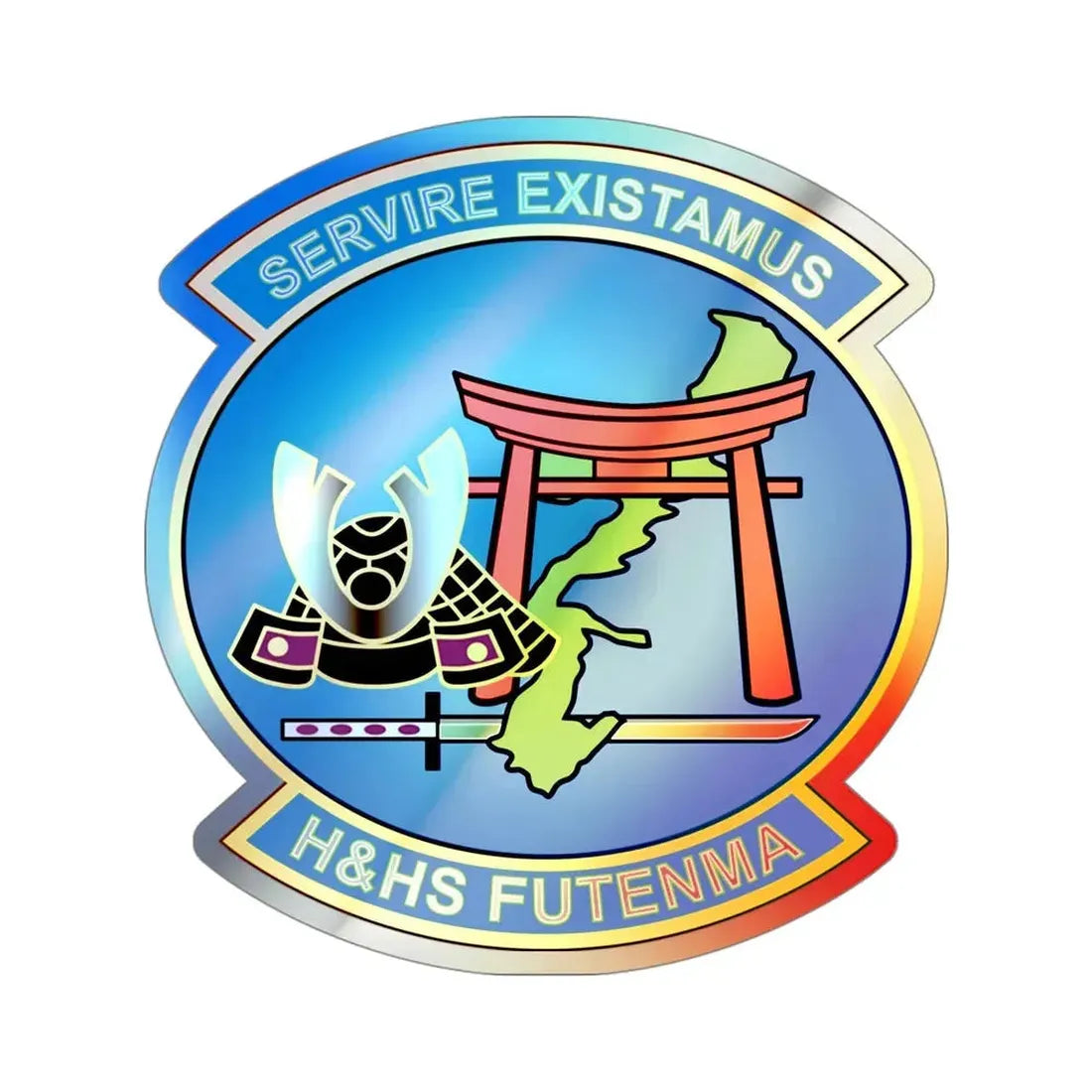 MCAS Futenma H&HS Futenma (USMC) Holographic STICKER Die-Cut Vinyl Decal 4 Inch - The Sticker Space