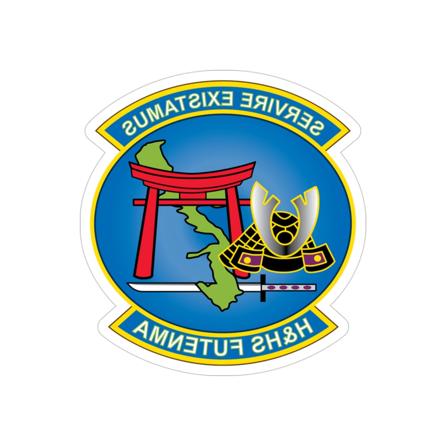 MCAS Futenma H&HS Futenma (USMC) REVERSE PRINT Transparent STICKER-3" × 3"-The Sticker Space