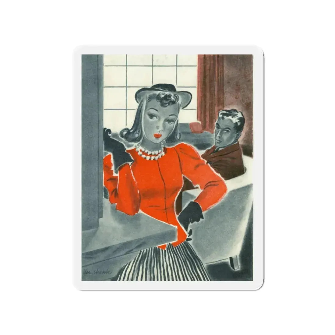 McCall's magazine illustration, June 1939 (2) (Magazine Illustration) Refrigerator Magnet 3 Inch - The Sticker Space