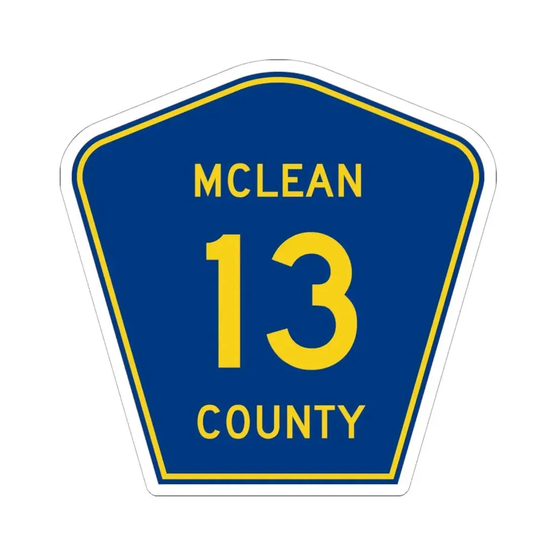McLean County 13 (Illinois) (Road Sign) STICKER Vinyl Kiss-Cut Decal 6 Inch White - The Sticker Space