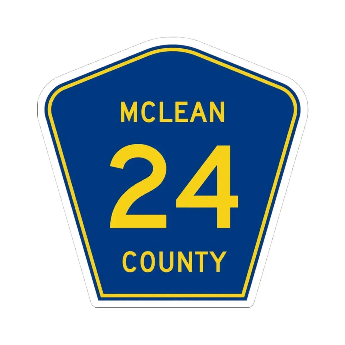 McLean County 24 (Illinois) (Road Sign) STICKER Vinyl Kiss-Cut Decal 4 Inch White - The Sticker Space