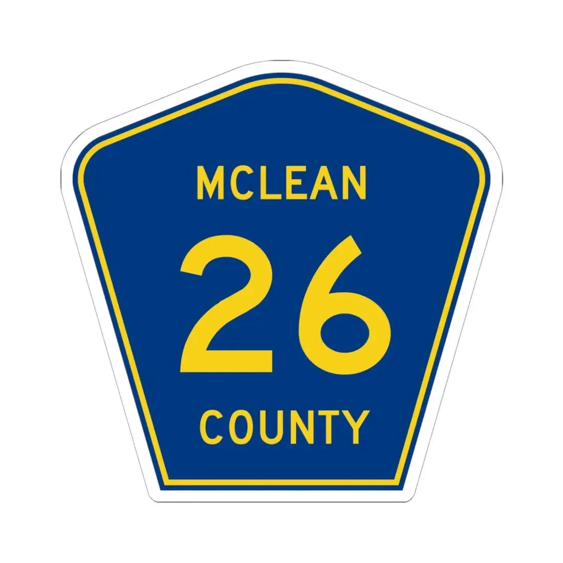 McLean County 26 (Illinois) (Road Sign) STICKER Vinyl Kiss-Cut Decal 6 Inch White - The Sticker Space