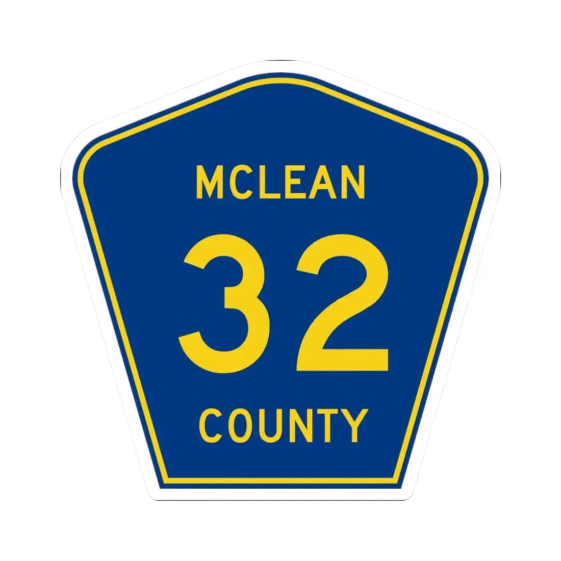 McLean County 32 (Illinois) (Road Sign) STICKER Vinyl Kiss-Cut Decal 2 Inch White - The Sticker Space