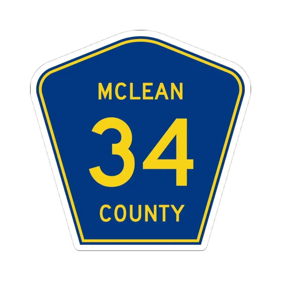 McLean County 34 (Illinois) (Road Sign) STICKER Vinyl Kiss-Cut Decal 4 Inch White - The Sticker Space