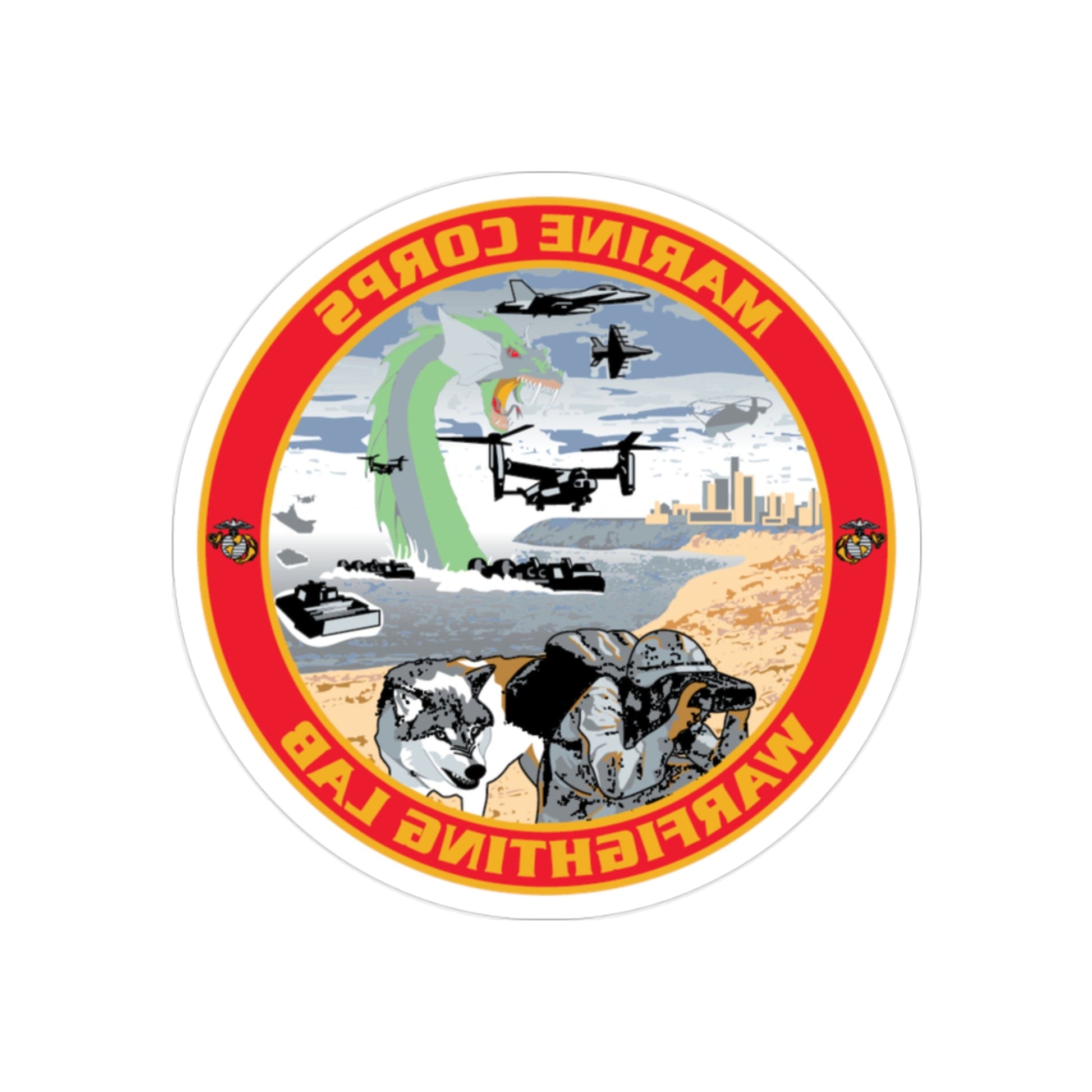 MCWL Warfighting Lab (USMC) REVERSE PRINT Transparent STICKER-2" × 2"-The Sticker Space