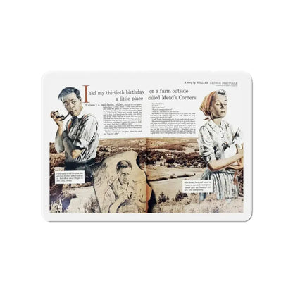 Mead's Corners, Woman's Day, January 1951 (Magazine Illustration) Refrigerator Magnet 4 Inch - The Sticker Space