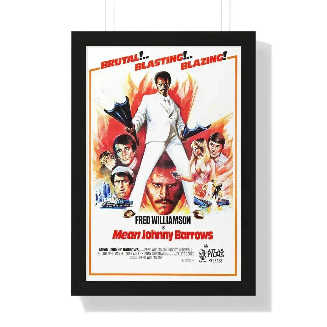 MEAN JOHNNY BARROWS 1976 - Framed Movie Poster 16″ x 24″ Black - The Sticker Space
