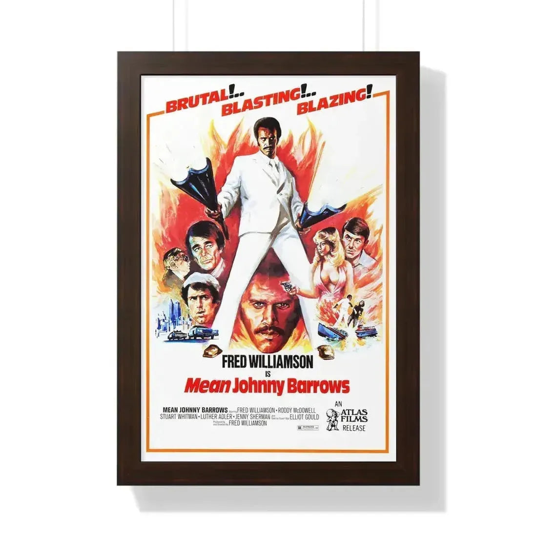 MEAN JOHNNY BARROWS 1976 - Framed Movie Poster 16″ x 24″ Walnut - The Sticker Space