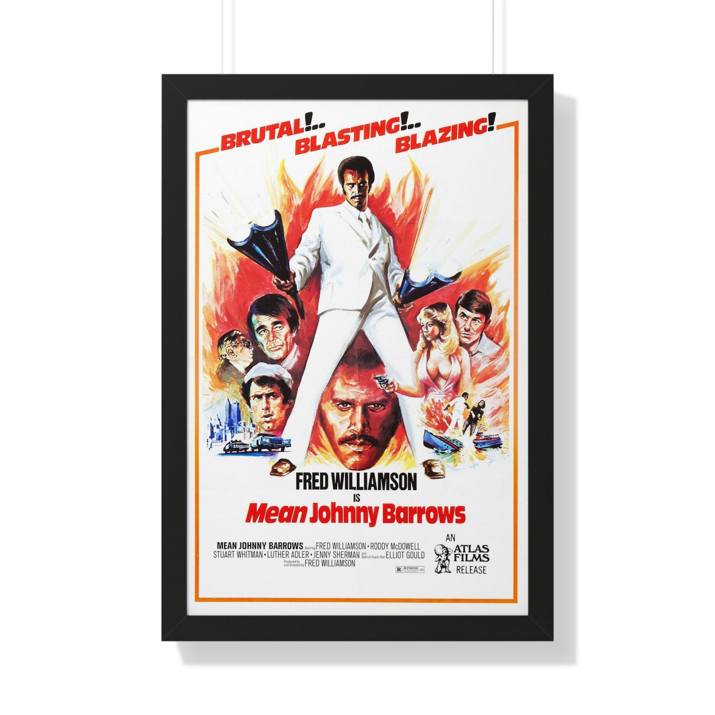 MEAN JOHNNY BARROWS 1976 - Framed Movie Poster-20" x 30"-The Sticker Space