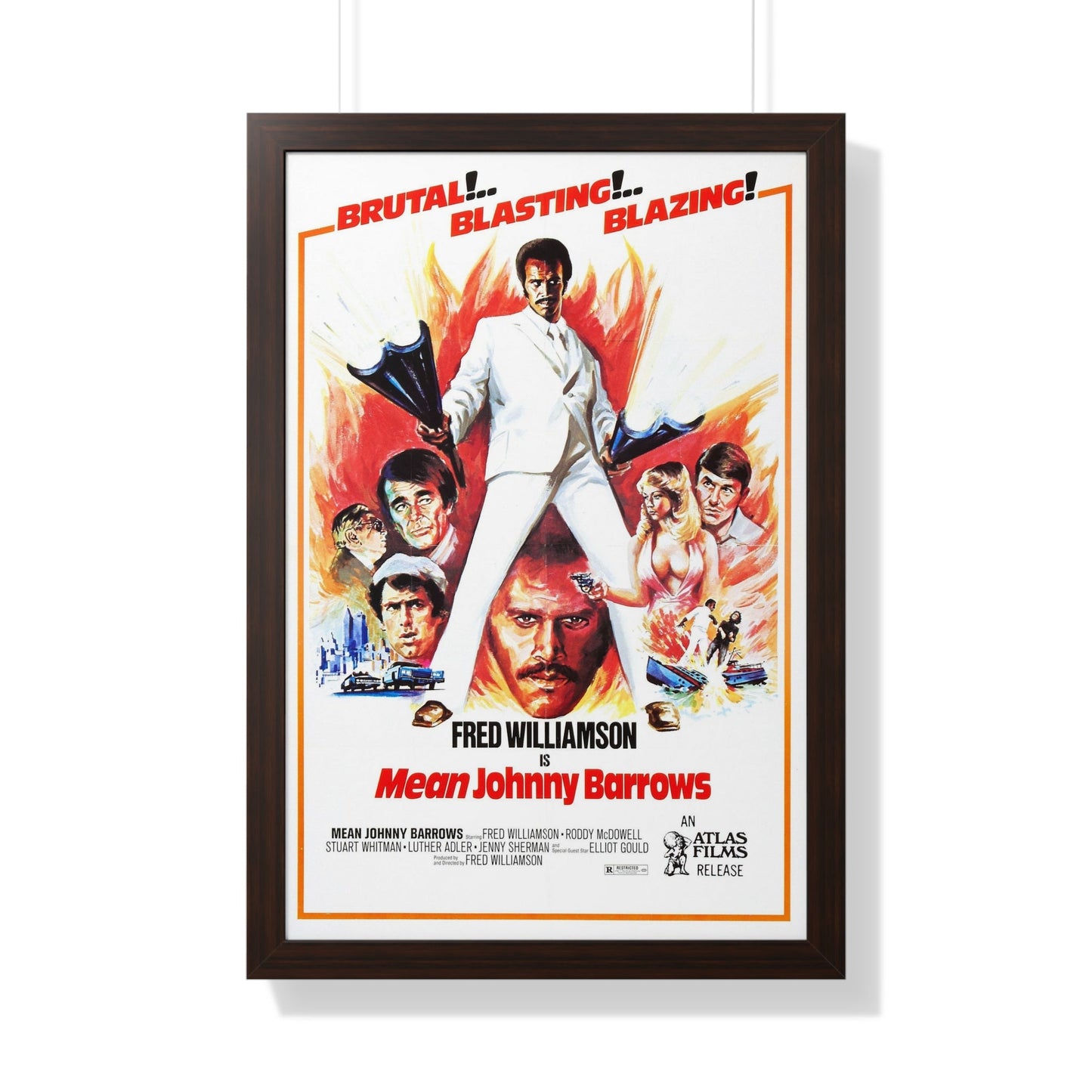 MEAN JOHNNY BARROWS 1976 - Framed Movie Poster-20" x 30"-The Sticker Space