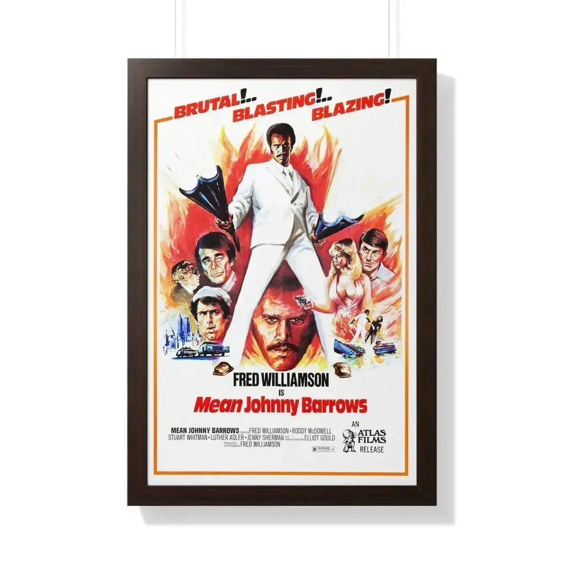 MEAN JOHNNY BARROWS 1976 - Framed Movie Poster 20" x 30" Walnut - The Sticker Space