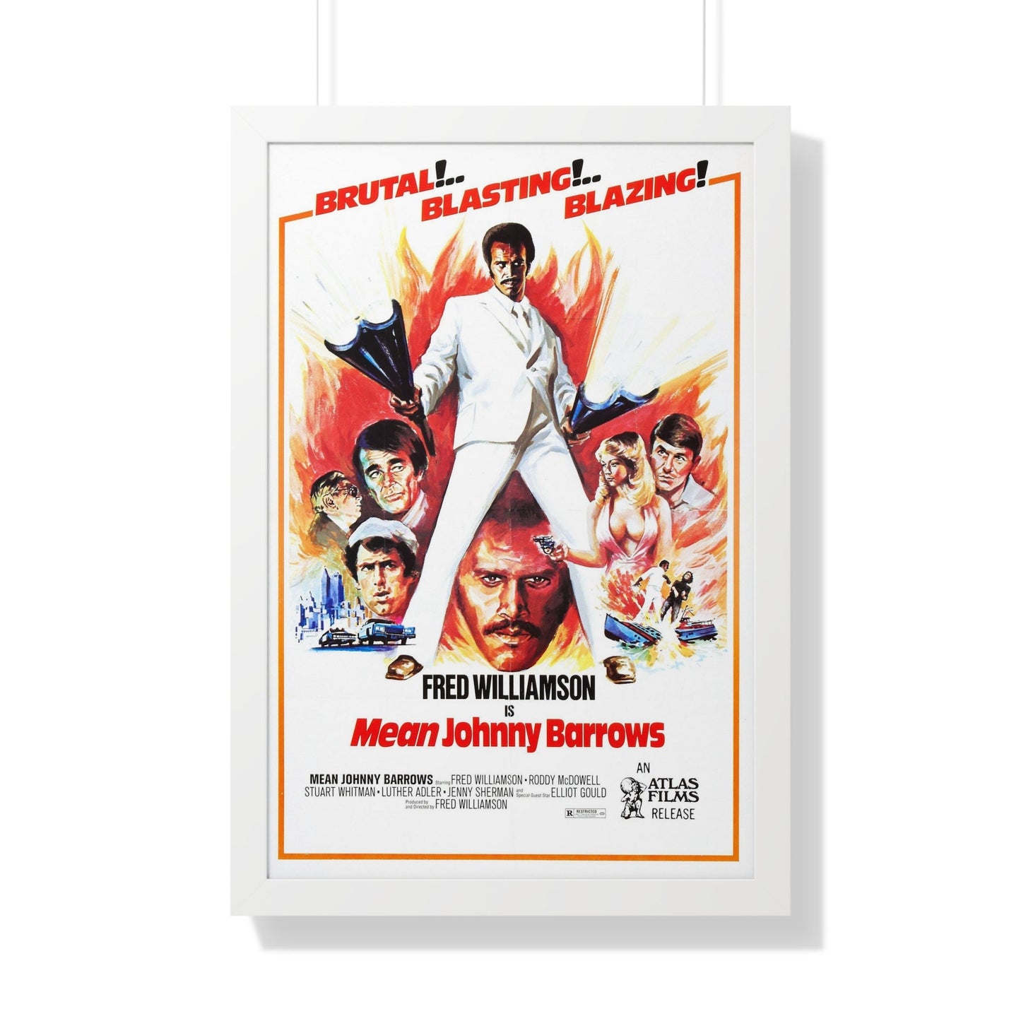 MEAN JOHNNY BARROWS 1976 - Framed Movie Poster-20" x 30"-The Sticker Space