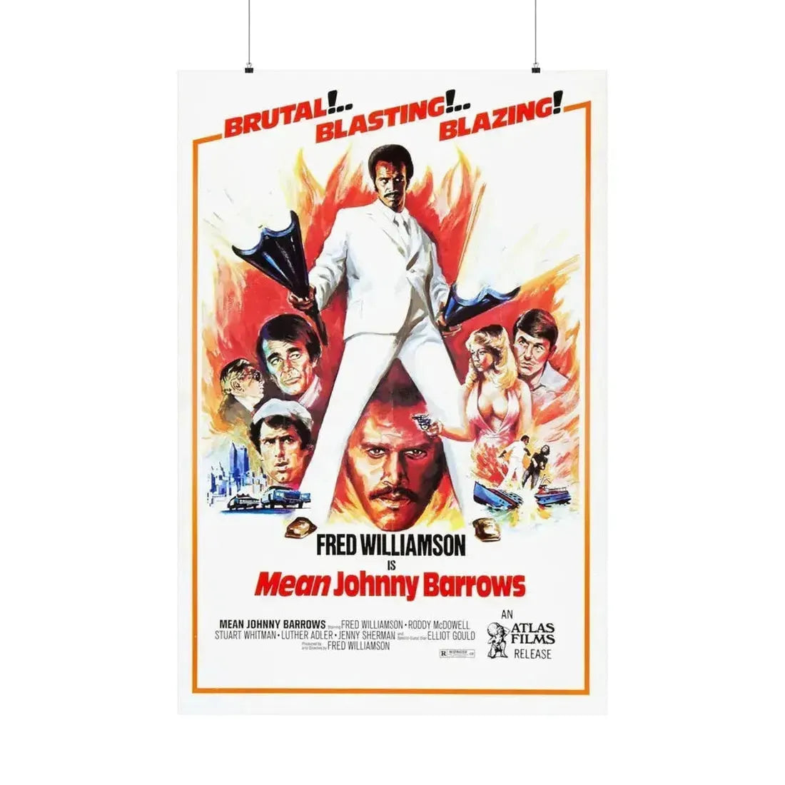 MEAN JOHNNY BARROWS 1976 - Paper Movie Poster 36" x 54" Matte - The Sticker Space