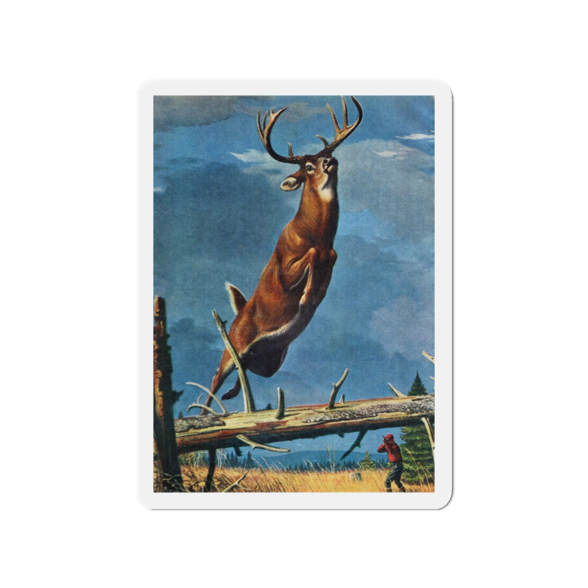 Meat - or Trophy, Argosy, October 1955 (Magazine Illustration) Refrigerator Magnet-3" x 3"-The Sticker Space