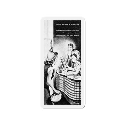 Medal for Mums (1), Calling All Girls, August 1946 (Magazine Illustration) Refrigerator Magnet 3 Inch - The Sticker Space