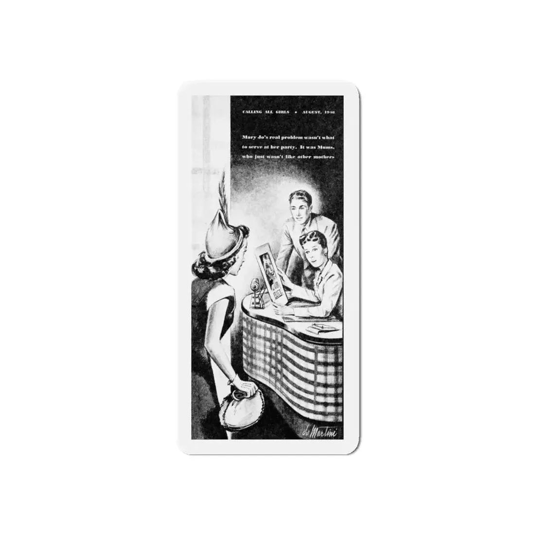 Medal for Mums (1), Calling All Girls, August 1946 (Magazine Illustration) Refrigerator Magnet 6 Inch - The Sticker Space