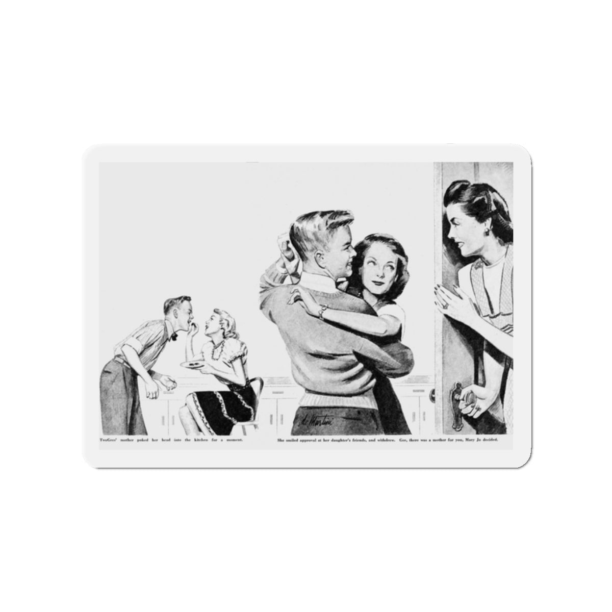 Medal for Mums (2), Calling All Girls, August 1946 (Magazine Illustration) Refrigerator Magnet-2" x 2"-The Sticker Space