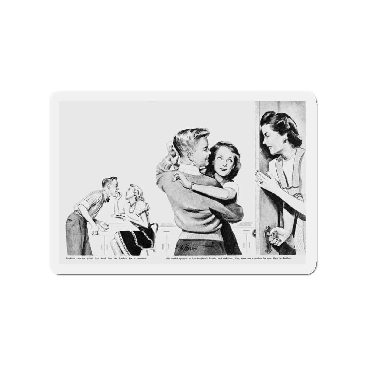 Medal for Mums (2), Calling All Girls, August 1946 (Magazine Illustration) Refrigerator Magnet-3" x 3"-The Sticker Space