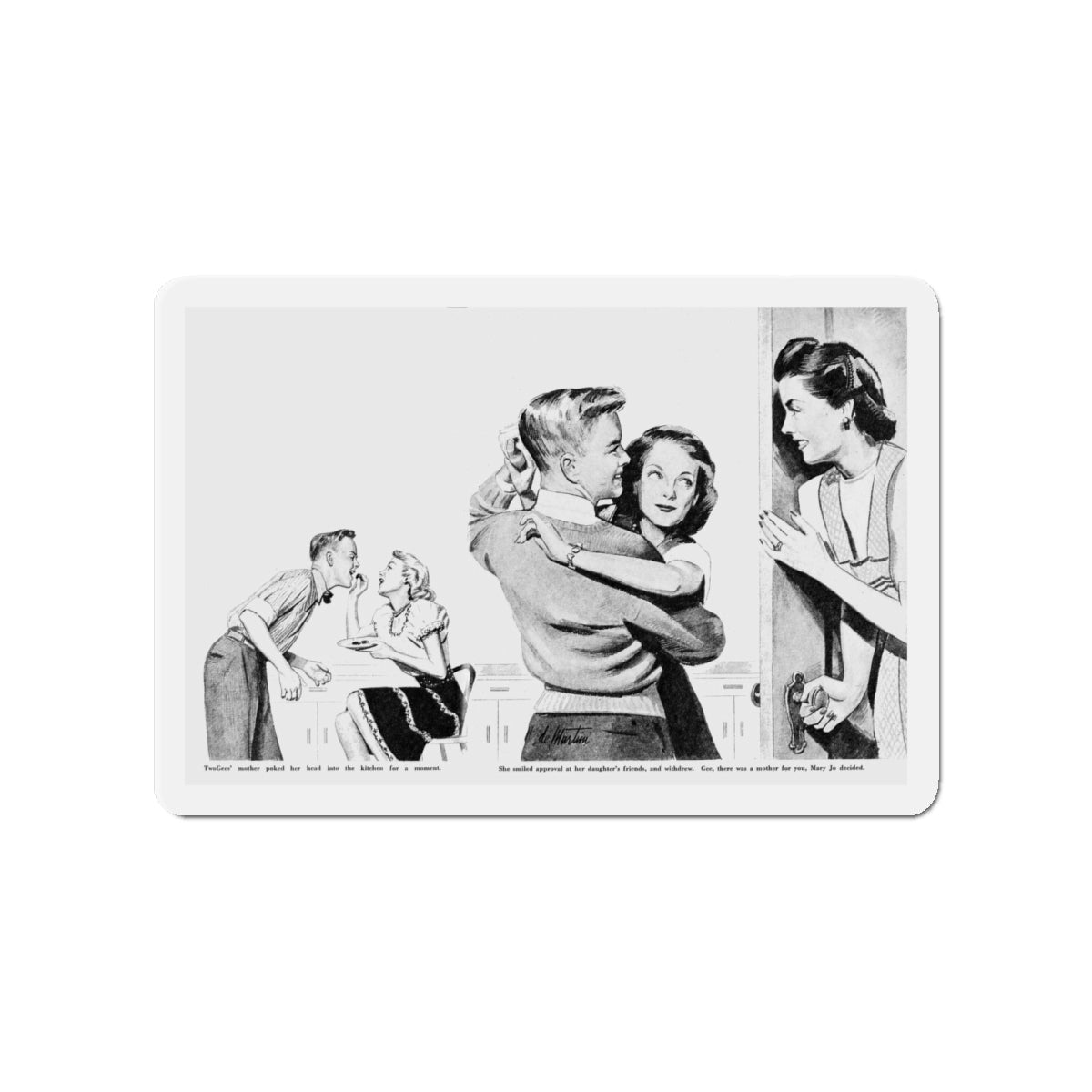 Medal for Mums (2), Calling All Girls, August 1946 (Magazine Illustration) Refrigerator Magnet-4" x 4"-The Sticker Space