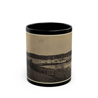 Medical Supply Ships Connecticut And Planter Docked At A Wharf On The Appomattox River (U.S. Civil War) Black Coffee Mug-11oz-The Sticker Space