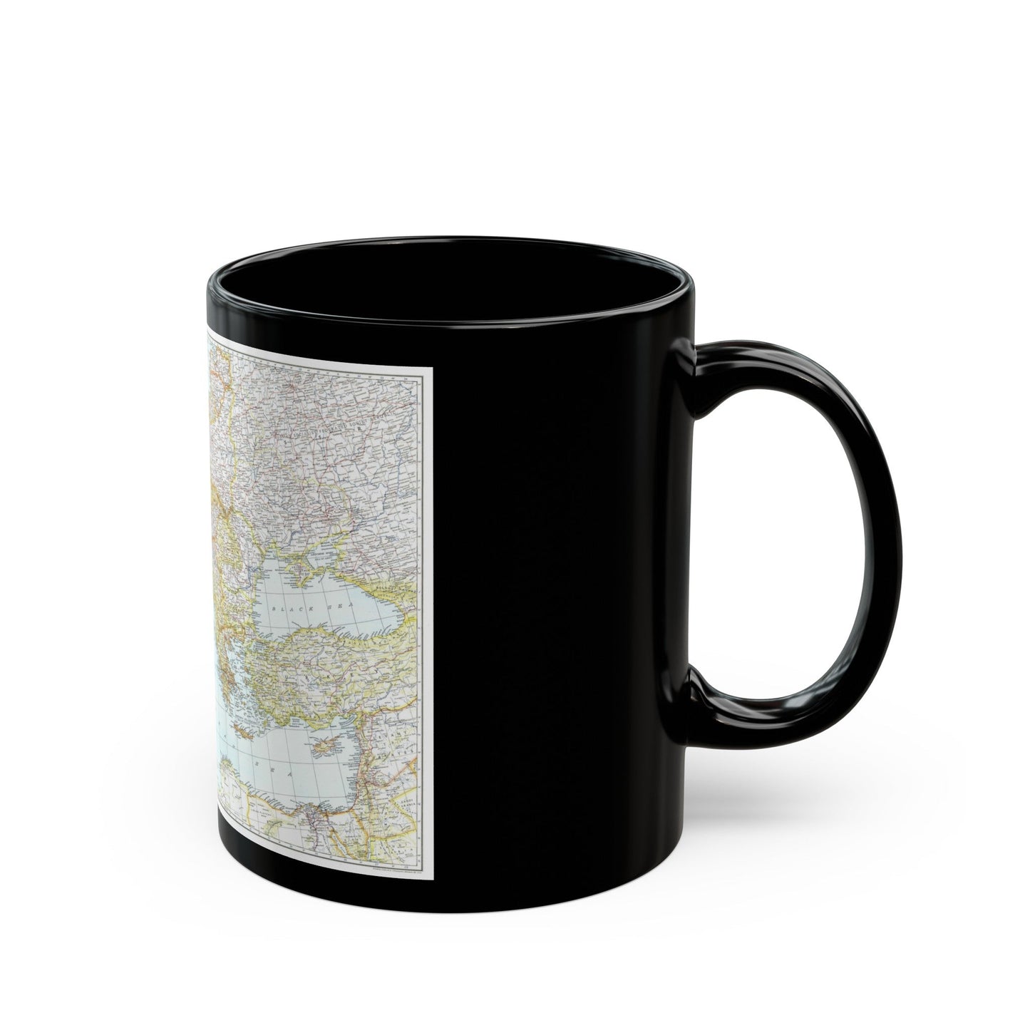 Mediterranean as of September 1 (1939) (Map) Black Coffee Mug-The Sticker Space