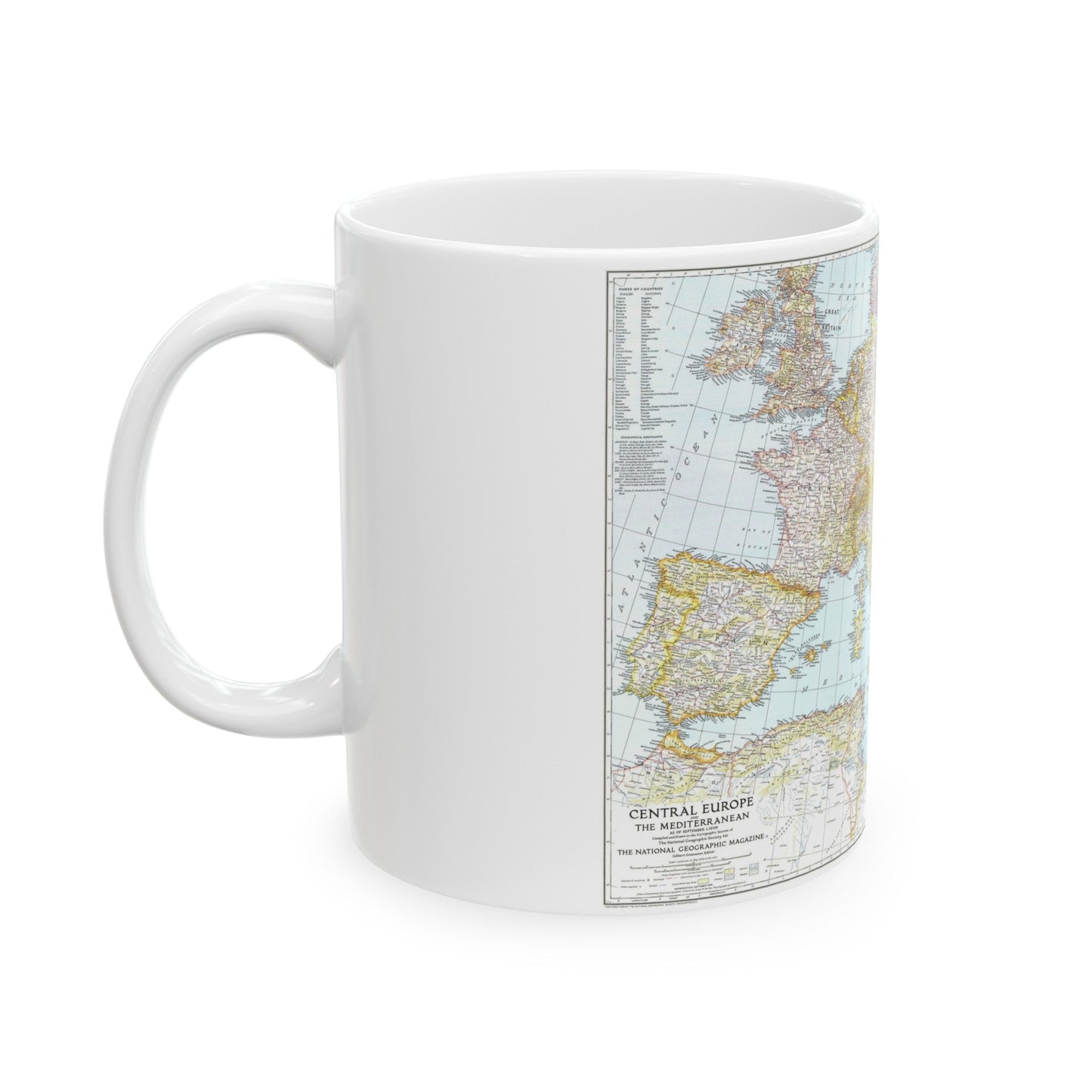 Mediterranean as of September 1 (1939) (Map) White Coffee Mug-The Sticker Space