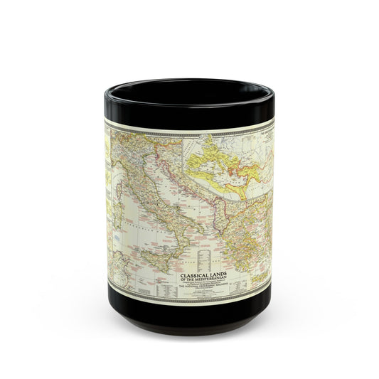 Mediterranean - Classical Lands (1949) (Map) Black Coffee Mug-15oz-The Sticker Space