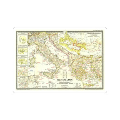 Mediterranean - Classical Lands (1949) (Map) STICKER Vinyl Kiss-Cut Decal 3 Inch White - The Sticker Space