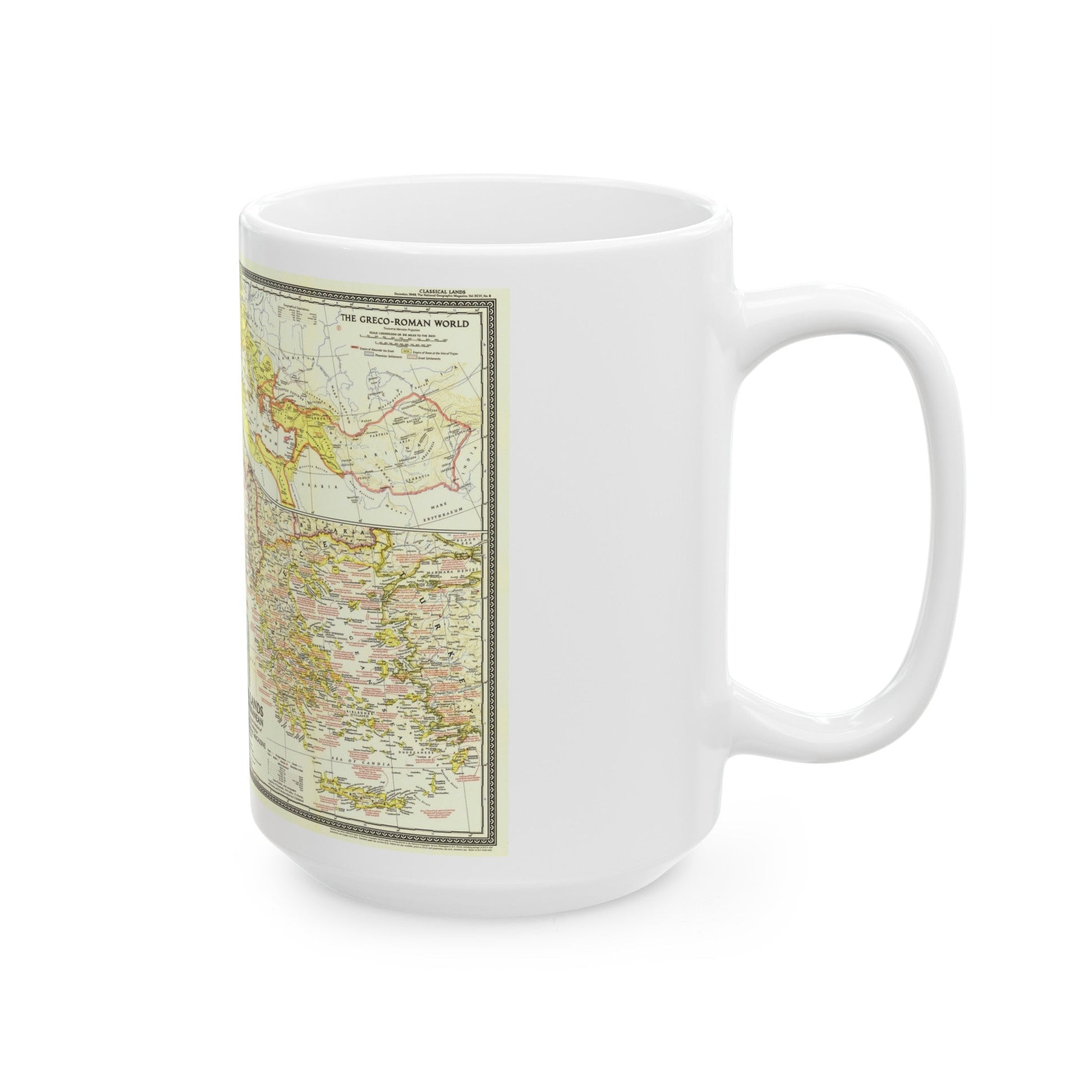 Mediterranean - Classical Lands (1949) (Map) White Coffee Mug-The Sticker Space