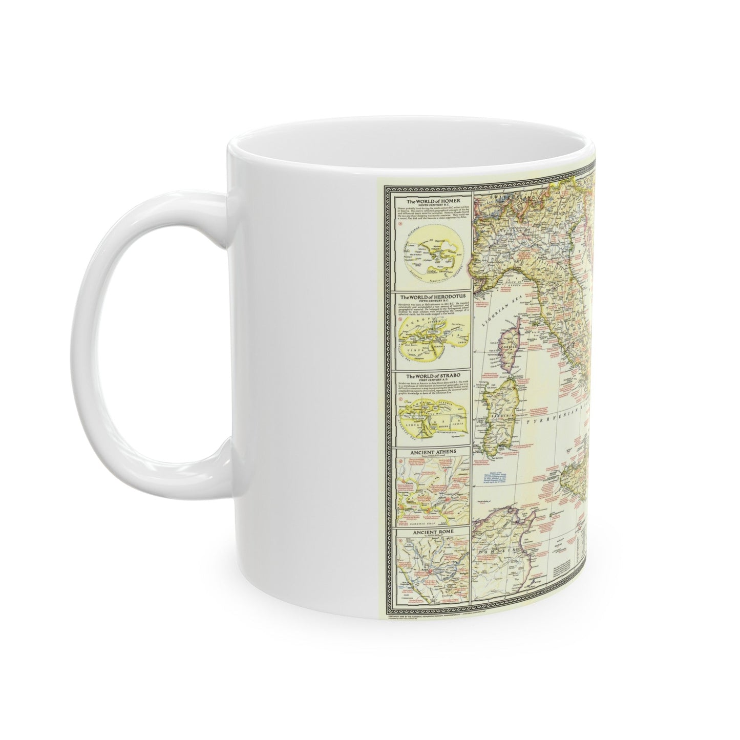 Mediterranean - Classical Lands (1949) (Map) White Coffee Mug-The Sticker Space