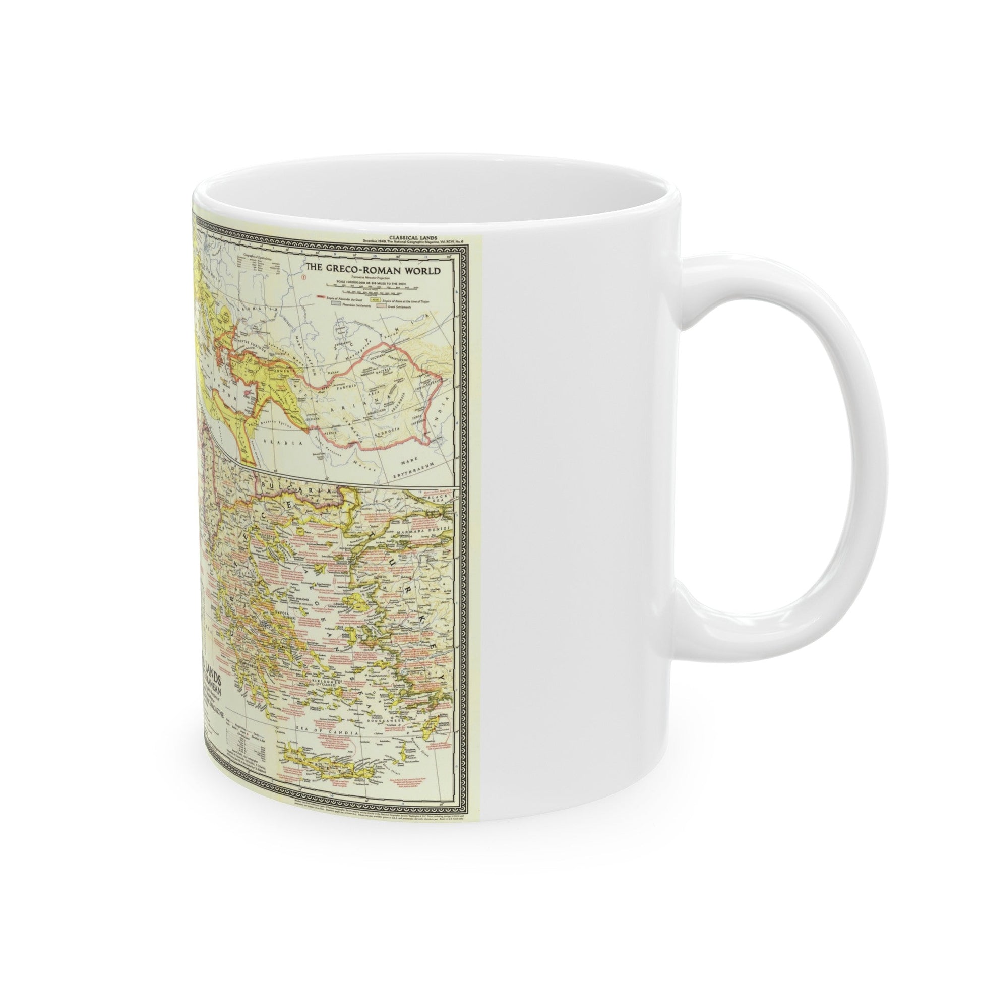 Mediterranean - Classical Lands (1949) (Map) White Coffee Mug-The Sticker Space