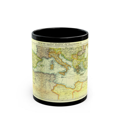 Mediterranean - Countries Bordering the (1912) (Map) Black Coffee Mug-11oz-The Sticker Space