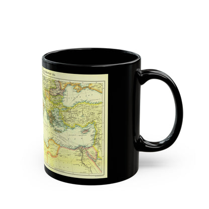 Mediterranean - Countries Bordering the (1912) (Map) Black Coffee Mug-The Sticker Space